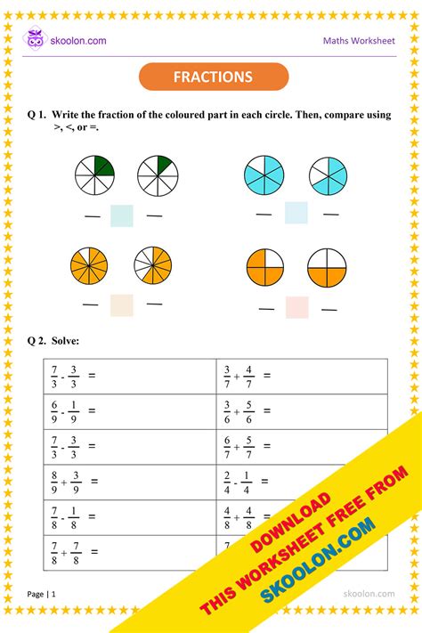 Math Fraction Worksheet-3 - skoolon.com