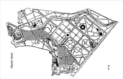 Map of the Rio de Janeiro Botanical Garden. The hachured part indicates... | Download Scientific ...