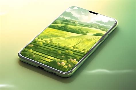 Premium AI Image | A phone with a green landscape on the screen