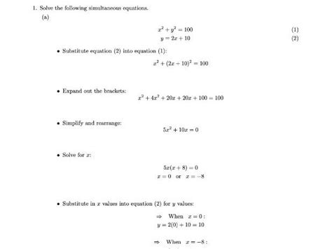 Quadratic Simultaneous Equations Worksheet Tes - Quadraticworksheet.com