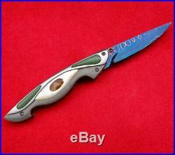 Suchat Knives Custom Folding Knife Damascus Steel White Pearl Shell ...