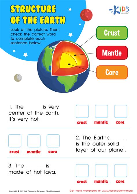 Structure Of The Earth Worksheets