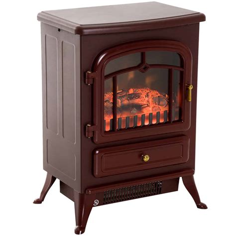 HOMCOM Freestanding Electric Fireplace Heater with Realistic Flames, 21 ...