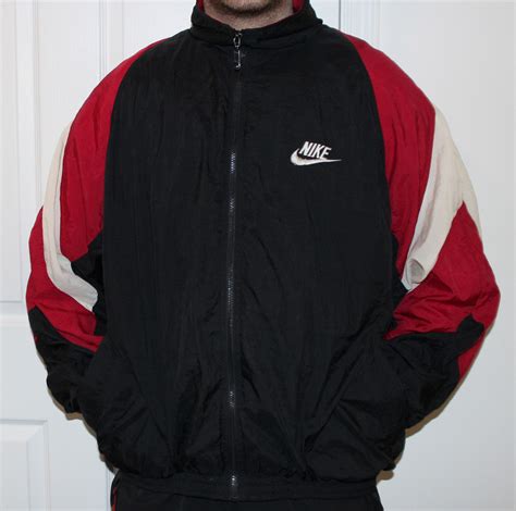 Vintage Nike Big Swoosh Black/Red WindBreaker (Size XXL) — Roots