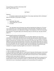 Lab F Heat of Fusion of Ice - General Physics Lab PHYS 103A Section 002 ...