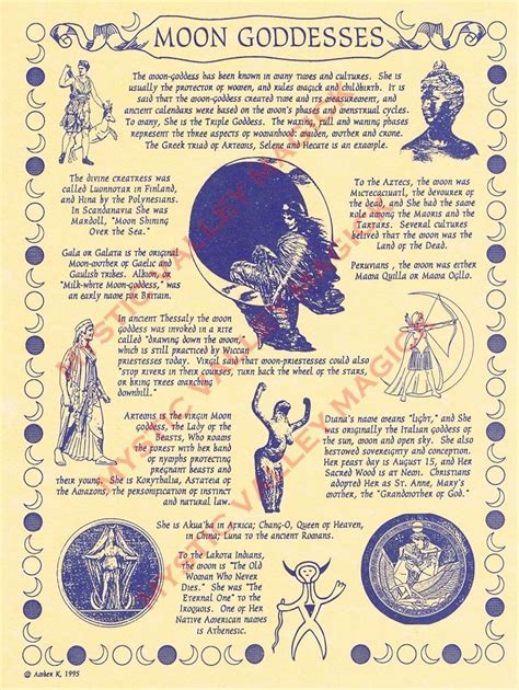 Moon Goddesses Poster - Pagan - Wiccan - For framing or Book of Shadows ...