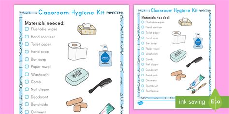 Classroom Hygiene Kit Checklist