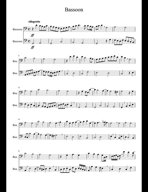 Bassoon Duet sheet music for Bassoon download free in PDF or MIDI