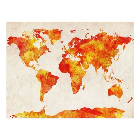 Map of the World Map Abstract Painting Postcard | Zazzle | Abstract ...