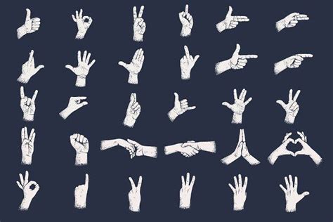 Hand gestures. | Dot shadow, Hand gesture drawing, Easy drawings