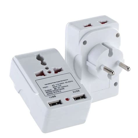 US/EU/UK Plug 2 Ports USB Travel Charging Mains Wall AC Multi Power ...