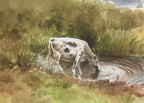 Watercolor Sketch of a Cow | Watercolor sketch, Watercolor paintings, Watercolor