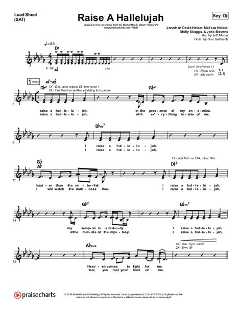 Raise A Hallelujah Sheet Music PDF (Bethel Music / Melissa Helser / Jonathan David Helser ...