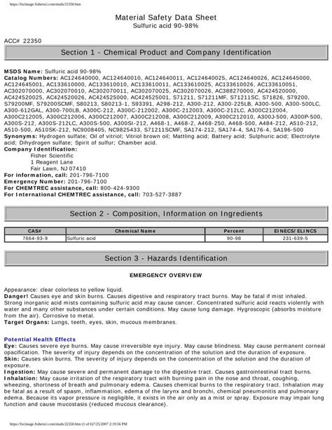 (PDF) Material Safety Data Sheet Sulfuric acid 90-98 ...