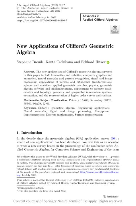 New Applications of Clifford’s Geometric Algebra | Request PDF