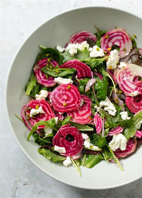 Candy Cane Beet Salad with Goat Cheese | Goat cheese salad, Beet salad, Chioggia beets recipes