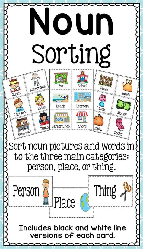 Noun Sort - Person, Animal, Place, or Thing? | Nouns, Teaching nouns, Teaching literacy