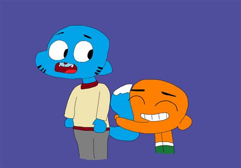 Darwin hugging Gumball's tail by TXToonGuy1037 on DeviantArt