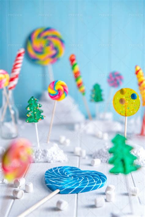 Composition Of Colorful Lollipops - Stock Photos | Motion Array