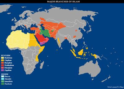 Online Maps: Major branches of Islam