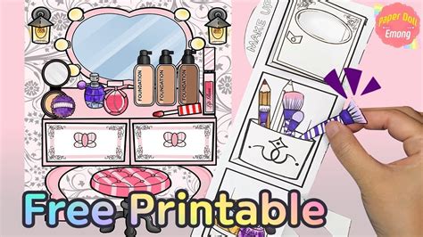 Free Printable PAPER DOLLHOUSE #1 How To Make Makeup Kits For Paper Doll's Playing PAPER QUIET BOOK