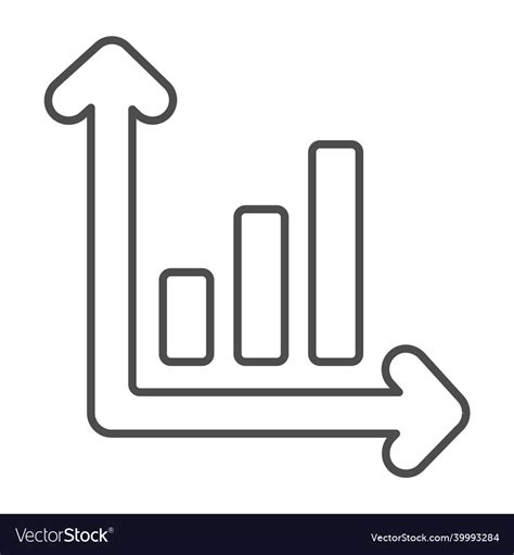 Growth bar graph with columns and axes thin line Vector Image