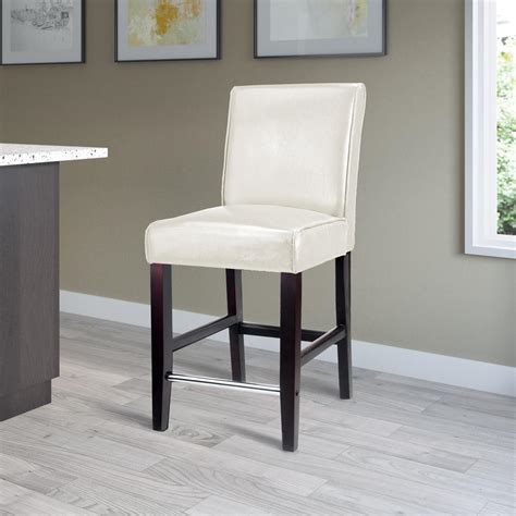 CorLiving Antonio 25 in. White Bonded Leather Bar Stool-DAD-514-B - The Home Depot