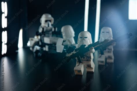 Depok, Indonesia - October 29, 2023: Lego toys photography recreating Star Wars snowtroopers on ...