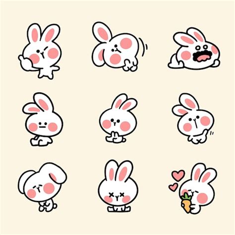 Premium Vector | Cute And Adorable Bunny Sticker First Set