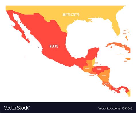 Political map of central america and mexico Vector Image