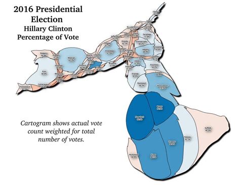 Map: 2016 Presidential Election In NY State Cartogram - Andy Arthur.org