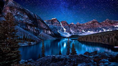 Monte paisaje, parque nacional, alberta, parque nacional de banff, estrellas, Fondo de pantalla ...