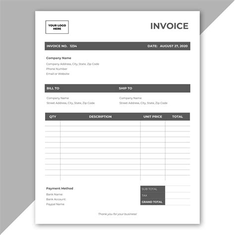 Printable Invoice, Invoice Template, Bill Template, Program Template, Stationery Design ...