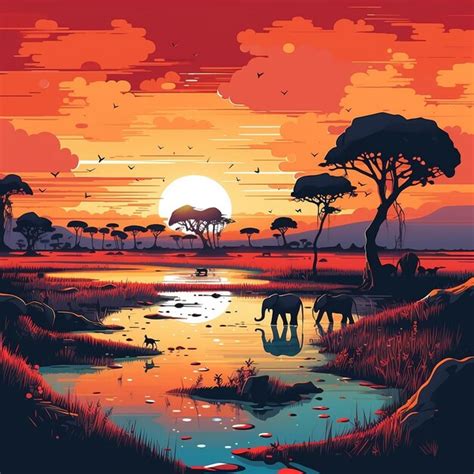 Premium AI Image | a painting of a sunset with a full moon in the ...