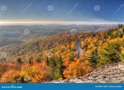 Linn Cove Viaduct Panorama at Sunrise, Blue Ridge Parkway Stock Photo ...