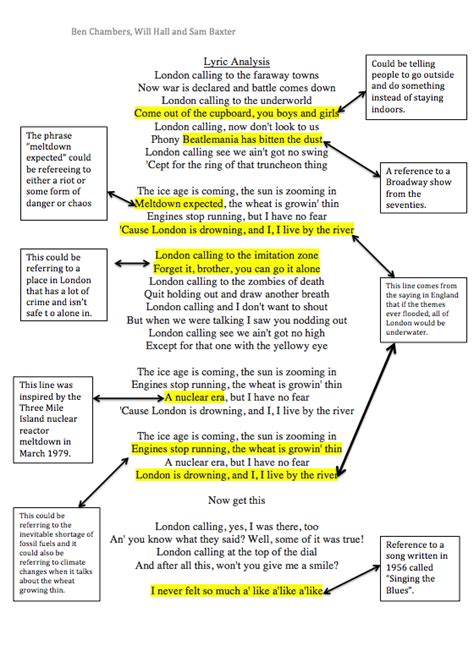 2.1 Lyric Analysis - Ben chambers BTEC MEDIA COURSEWORK