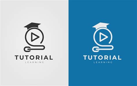 Premium Vector | Tutorial Education Logo Design For Online Tutorial Learning Video Lesson