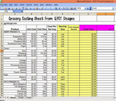 food costing sheet template 28 images food cost spreadsheet spreadsheets restaurant | Food cost ...