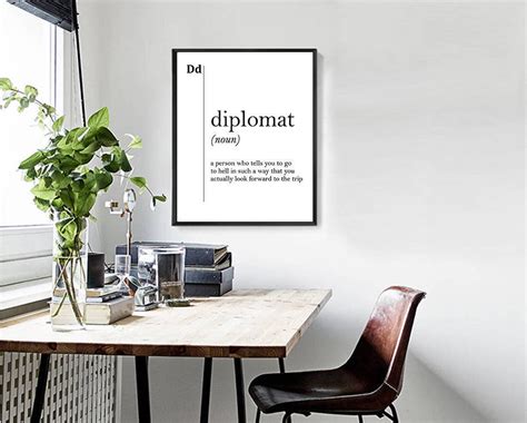 Diplomat Definition Print Diplomat Gift Dictionary Art Office - Etsy