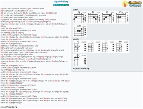 Chord: Edge Of Glory - Lady Gaga - tab, song lyric, sheet, guitar, ukulele | chords.vip