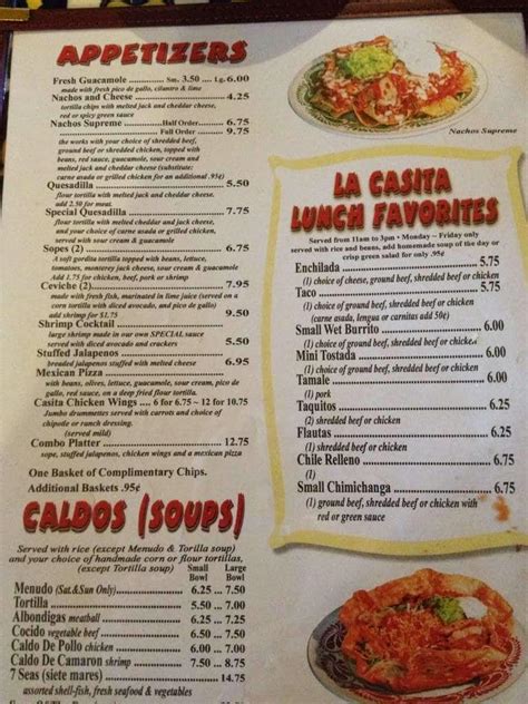 La Casita Mexican Restaurant Menu - Urbanspoon/Zomato