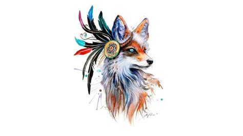 fox, Drawing, Feathers, Colorful, Simple background, Animals, Artwork ...