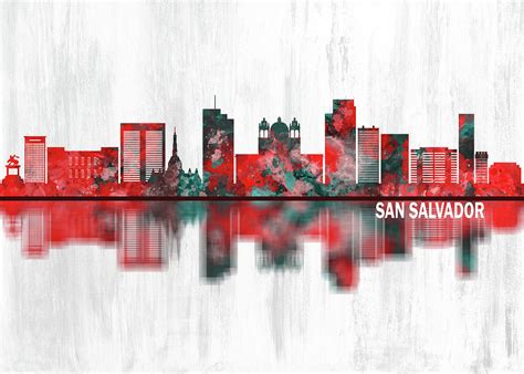 San Salvador El Salvador Skyline Mixed Media by Towseef Dar