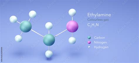 ethylamine, molecular structures, colourless gas, 3d model, Structural Chemical Formula and ...