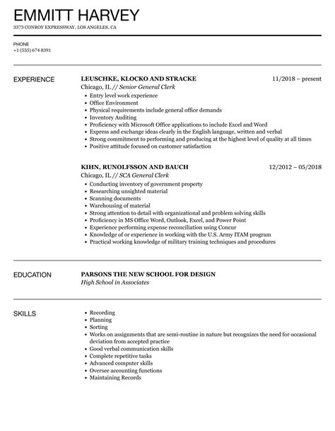 General Clerk Resume Samples | Velvet Jobs