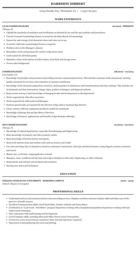 cosmetologist resume template | Resume Best