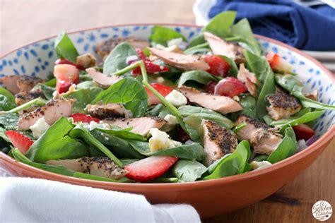 Baked Salmon Strawberry Spinach Salad - A Kitchen Addiction