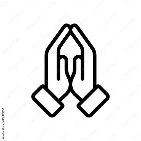 Praying hands, emoji symbol, simple icon. Black linear icon with ...