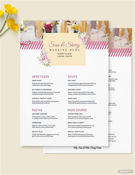 Banquet Wedding Menu Template in Word, Illustrator, PSD, Publisher ...