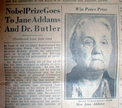 1931 newspaper JANE ADDAMS named 1st AMERICAN WOMAN to WIN the NOBEL ...